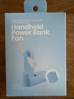 Target Light Blue Handheld Power Bank Fan